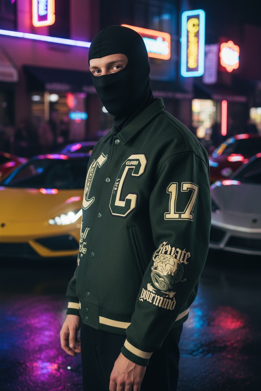 Canna Clouds Varsity Jacket