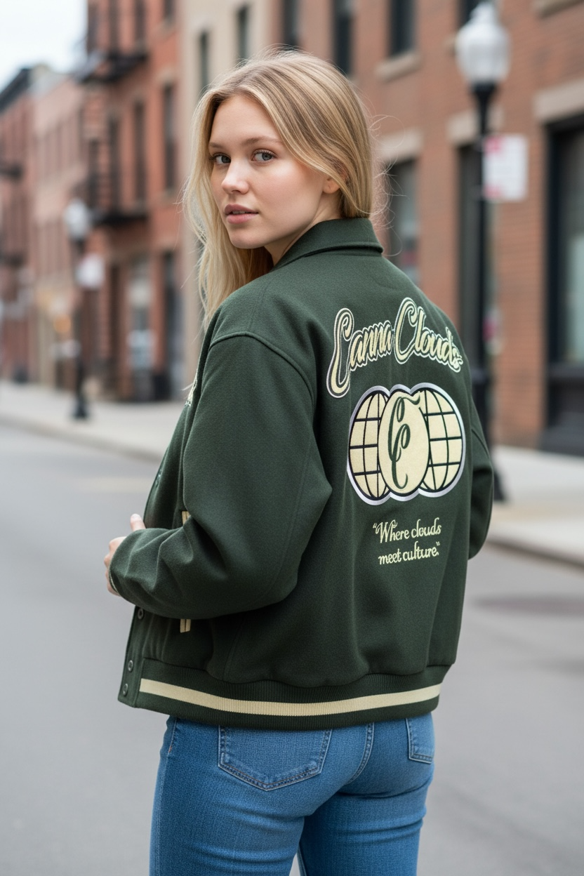 Canna Clouds Varsity Jacket