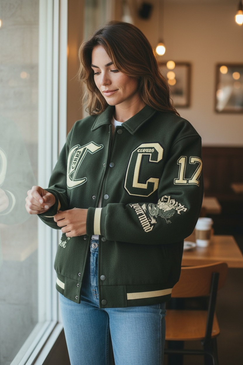 Canna Clouds Varsity Jacket
