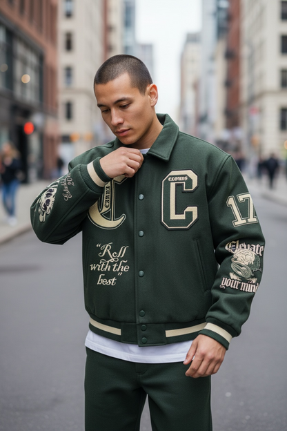 Canna Clouds Varsity Jacket